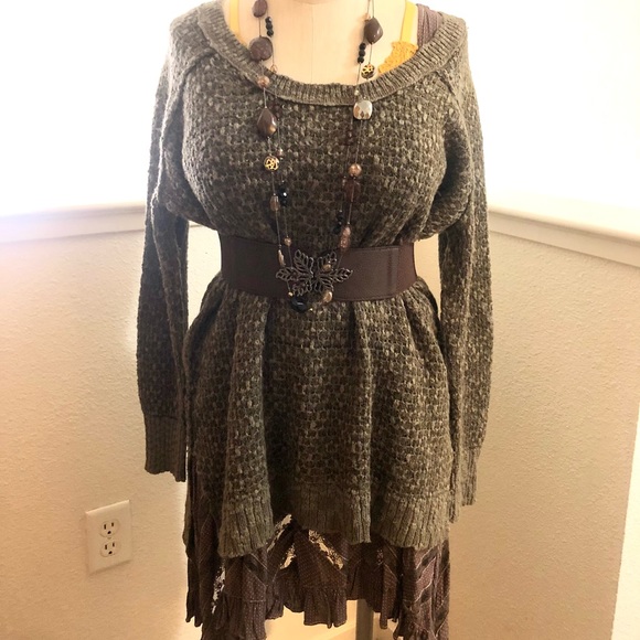 EUC M Free People Green Sweater - Picture 1 of 8